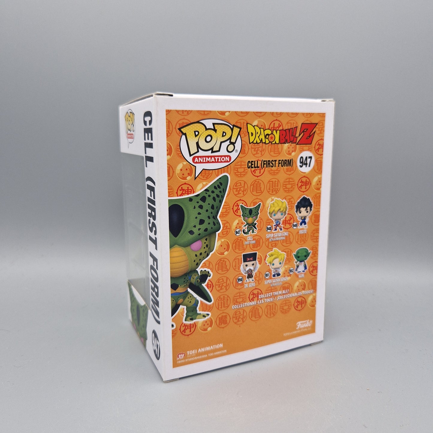 Funko Pop! Animation	Dragonball Z	#947	Cell (First Form)	Funko Shop Exclusive	Glows in the Dark