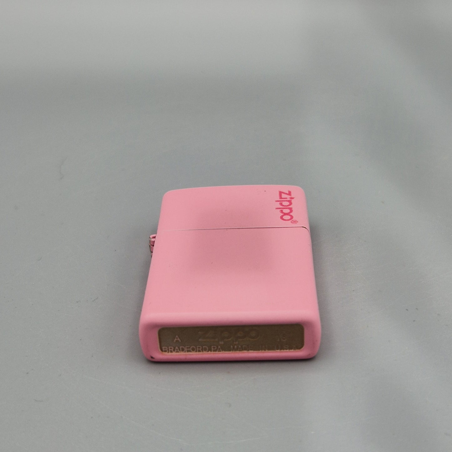 Zippo Feuerzeug Uni Logo pink rosa matt A18 Lighter - gebraucht - ohne OVP