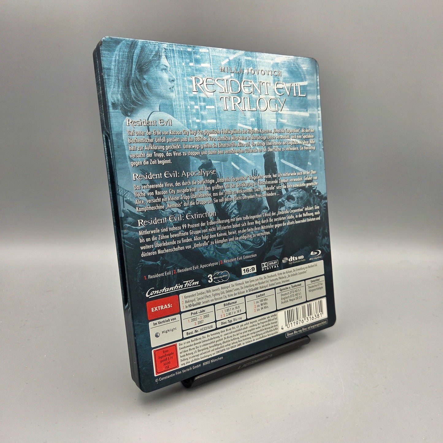 Resident Evil Trilogy Steelbook Blu-Ray Film mit Milla Jovovich