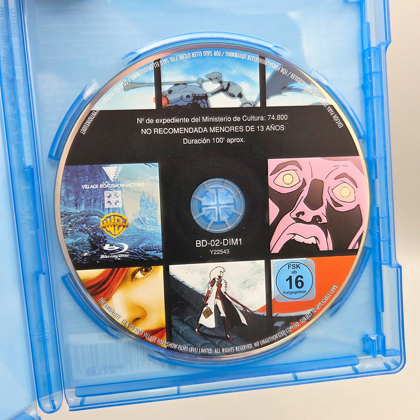 Animatrix Blu-Ray Film Spanisches Cover, Disc mit FSK16-Logo