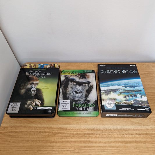 DVD Doku Bundle: Planet Erde, Paradies für Tiere und Enzyklopädie der Tiere			Zustand:	Gut