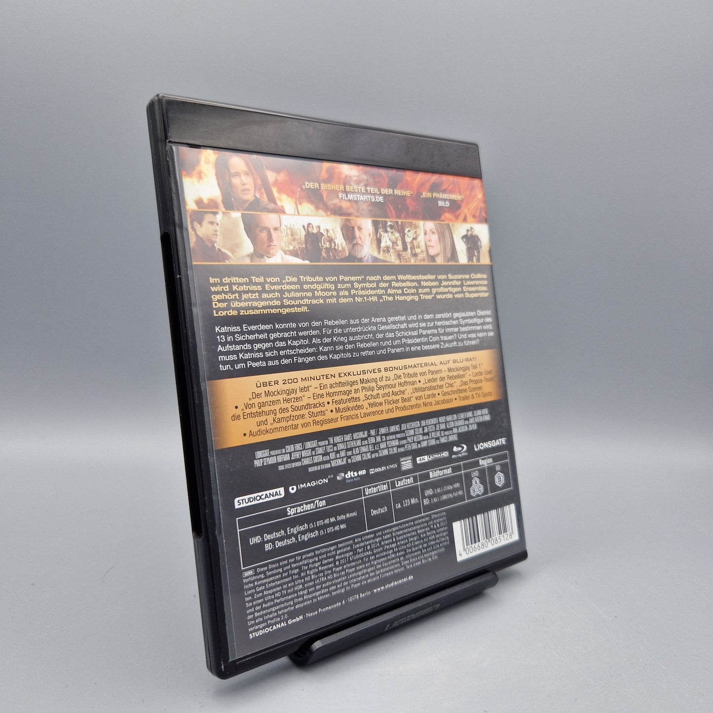 Blu-Ray Film: 4K Ultra HD	Die Tribute von Panem - Mockingjay Teil 1			Zustand:	Sehr Gut