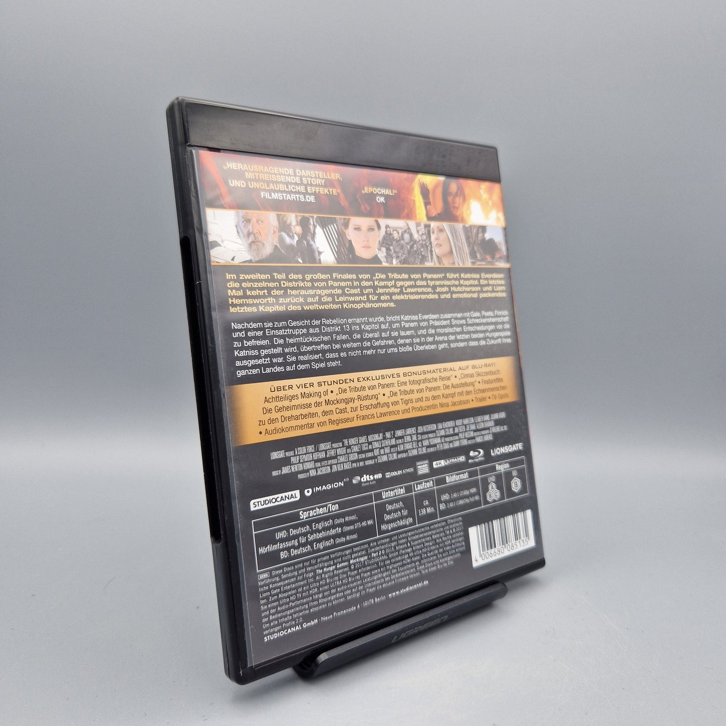 Blu-Ray Film: 4K Ultra HD	Die Tribute von Panem - Mockingjay Teil 2			Zustand:	Sehr Gut