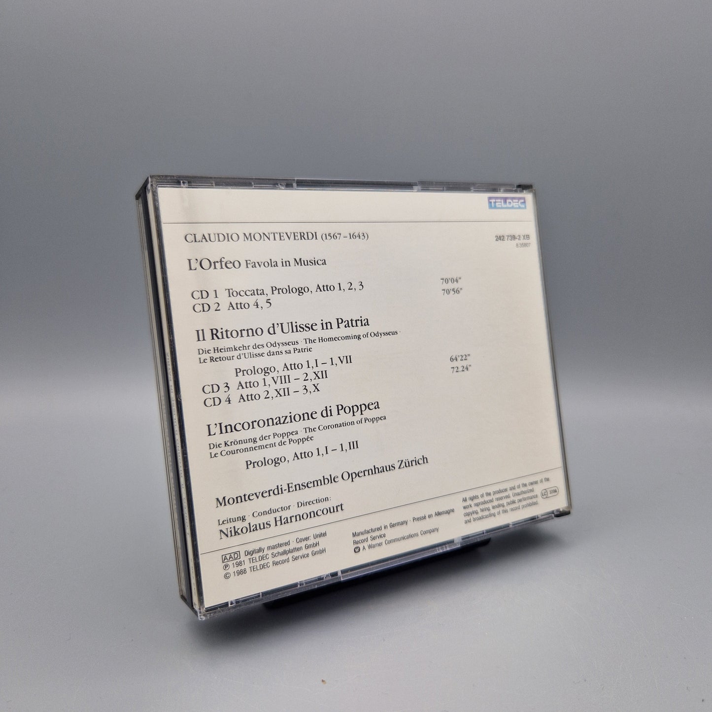 Musik CD: Claudio Monteverdi - L'Orfeo, Ulisse, Poppea	4 CD's