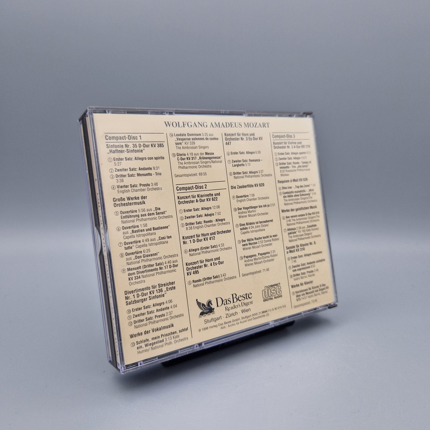 Musik CD: Wolfgang Amadeus Mozart (II) 1 - 3	3 CD's	Das Beste - Reader's Digest
