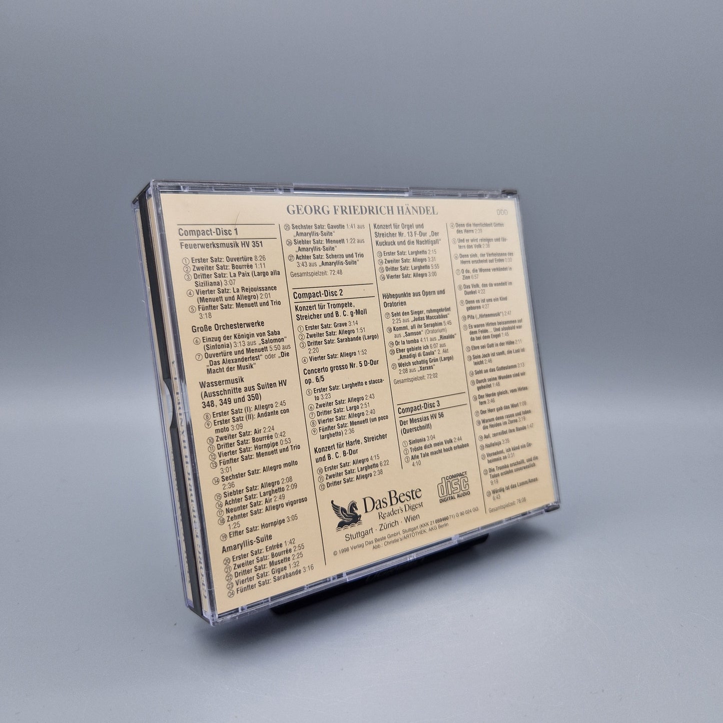 Musik CD: Georg Friedrich Händel 1 - 3	3 CD's	Das Beste - Reader's Digest