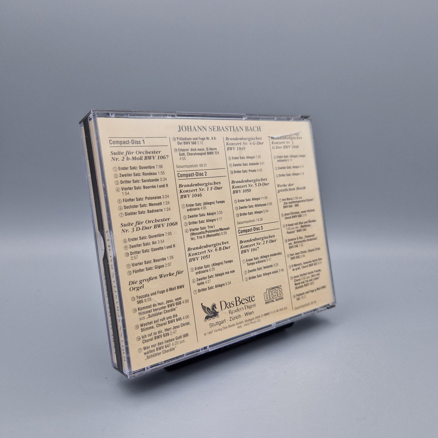 Musik CD: Johann Sebastian Bach 1 - 3	3 CD's	Hülle defekt