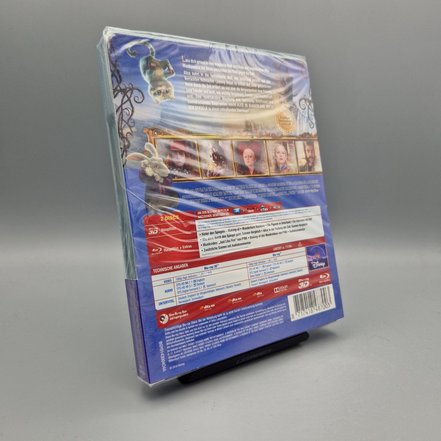 Blu-Ray Film: Disney Alice im Wunderland: Hinter den Spiegeln 3D + 2D	Steelbook NEU