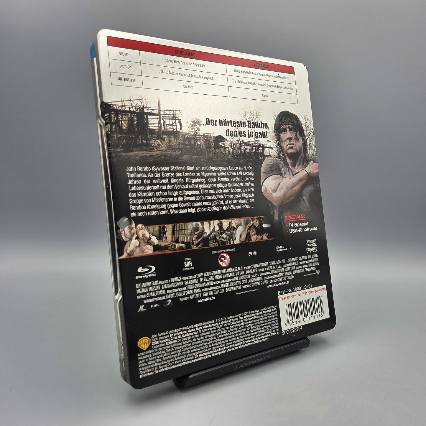 John Rambo - Uncut	Steelbook	Blu-Ray Film	mit Sylvester Stallone
