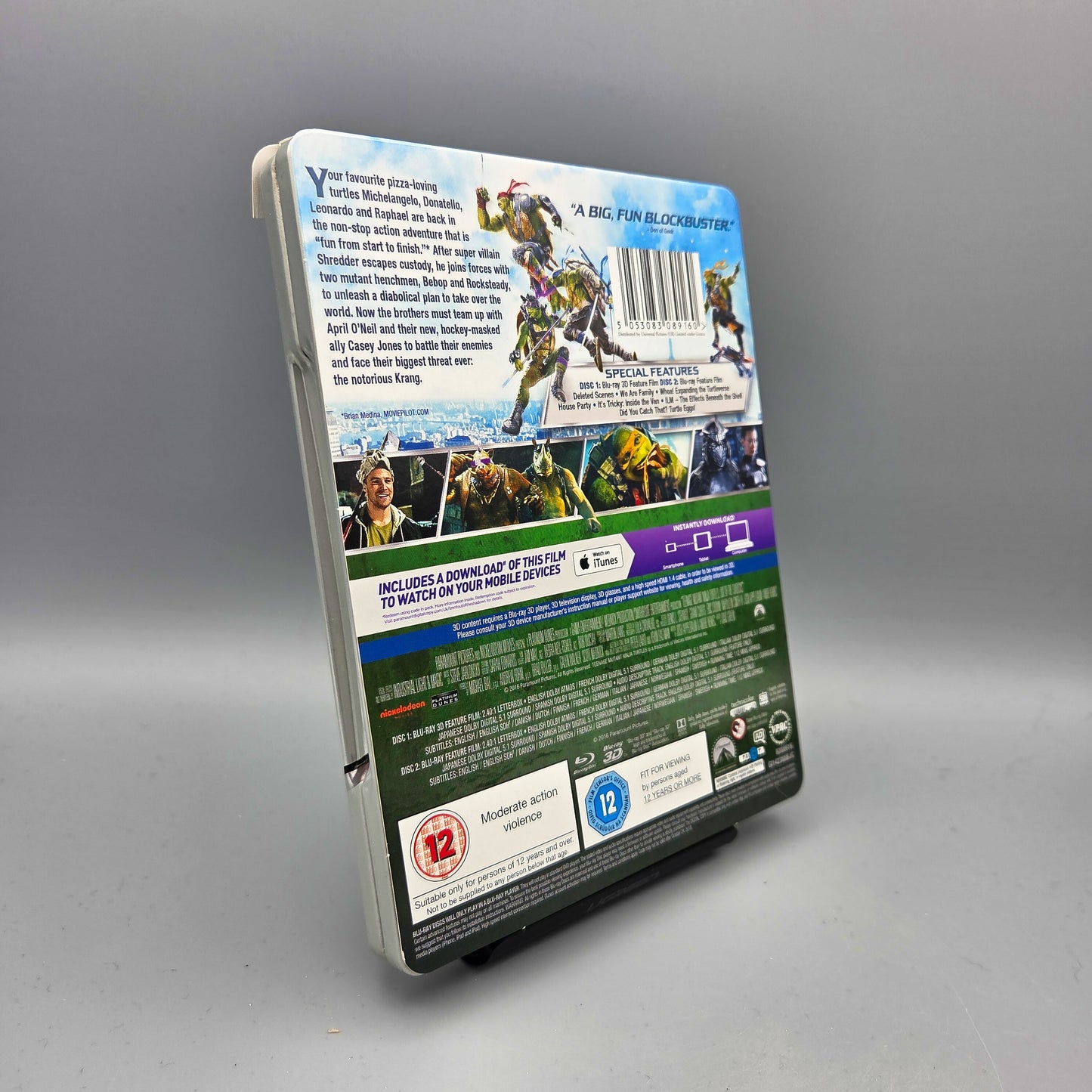 Teenage Mutant Ninja Turtles - Out of the Shadows 3D & 2D	Steelbook	Blu-Ray Film	Englische Ausgabe mit deutscher Tonspur
