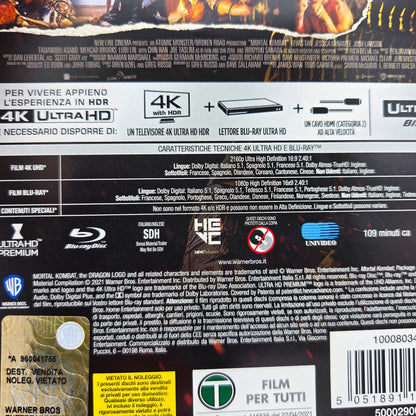 Mortal Kombat	Steelbook	4K Ultra HD Blu-Ray Film	Italienische Ausgabe ohne deutschem Ton
