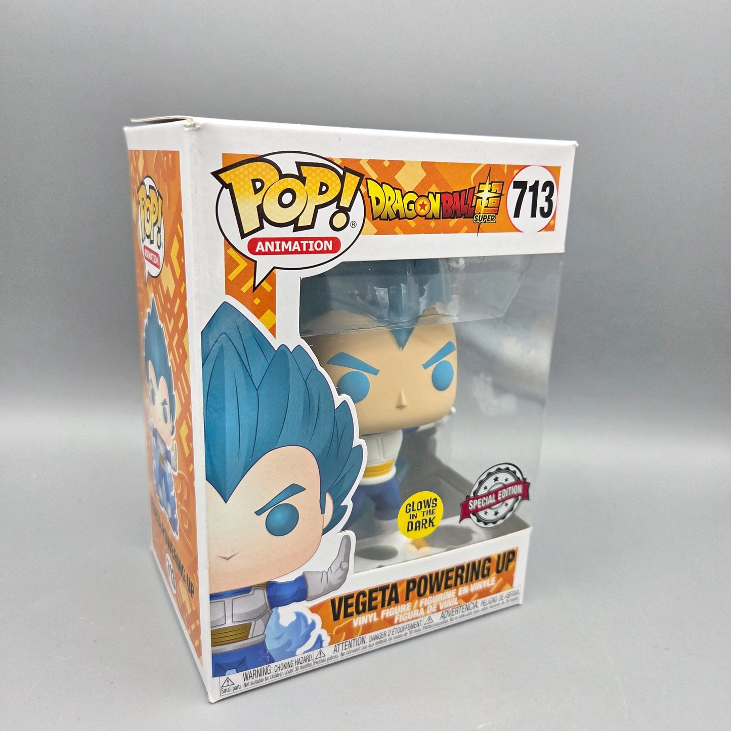 Funko Pop! Dragon Ball Super	#713 Vegeta Powering Up	Glows in the Dark	Animation	Inlay beschädigt