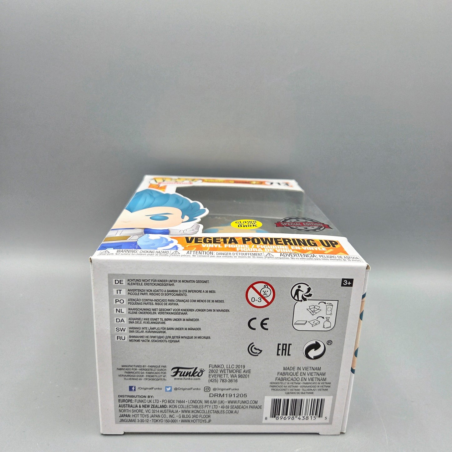 Funko Pop! Dragon Ball Super	#713 Vegeta Powering Up	Glows in the Dark	Animation	Inlay beschädigt