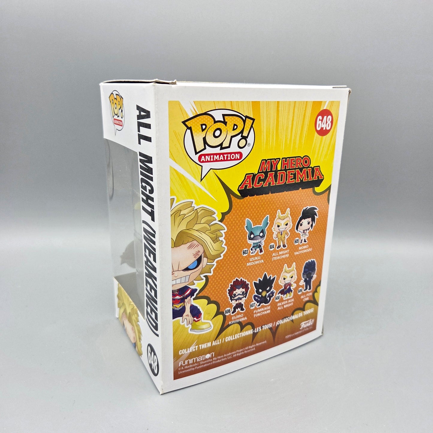Funko Pop! My Hero Academia	#648 All Might (Weakened) Glows in the Dark	Animation