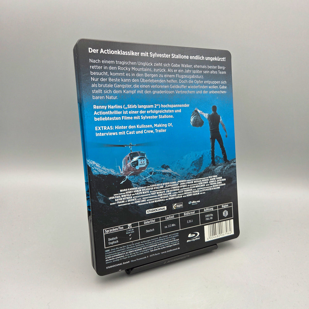 Cliffhanger - Uncut	Steelbook	Blu-Ray Film	mit Sylvester Stallone	Zustand:	Gut