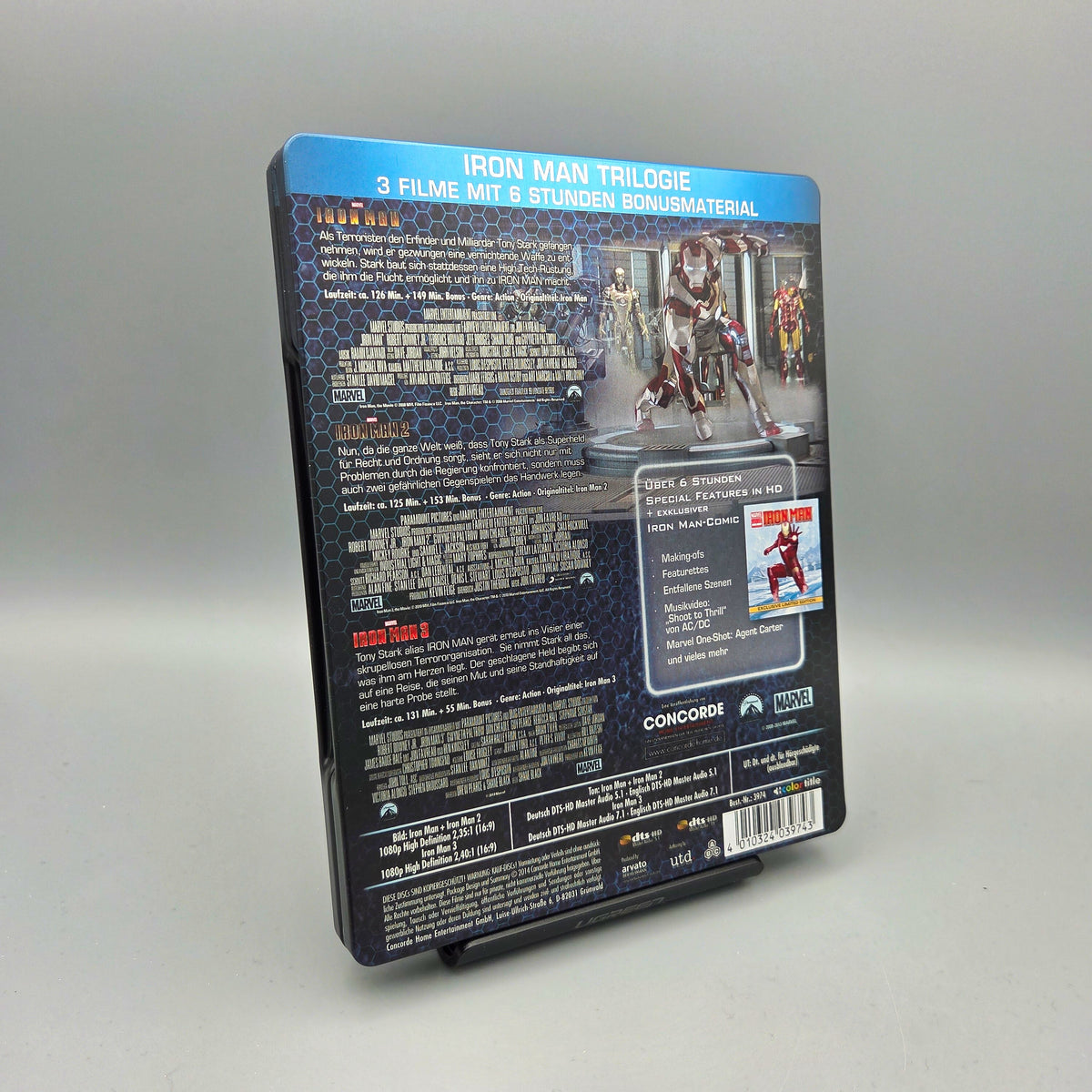 Marvel Iron Man Trilogie	Steelbook	Blu-Ray Film	inkl. Comic	Zustand:	Gut