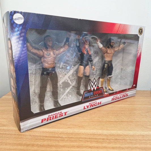 Mattel	3 Figuren Set: Priest, Lynch und Rollins	Main Event Series	WWE	The Man Box