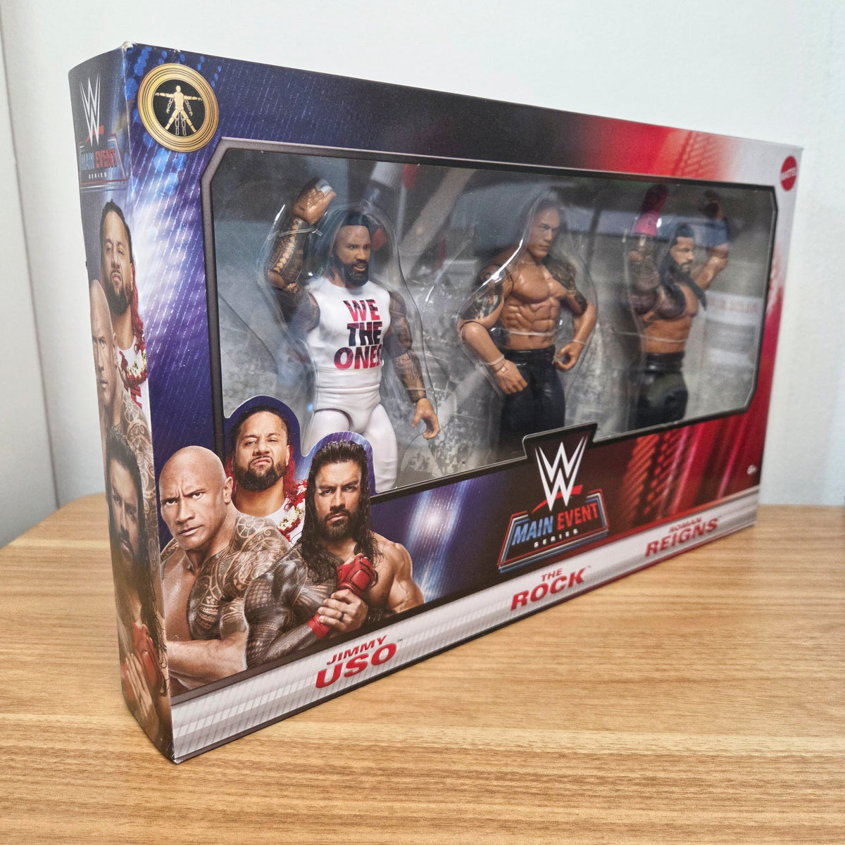 Mattel	3 Figuren Set: Uso, The Rock und Reigns	Main Event Series	WWE	Sammelfiguren